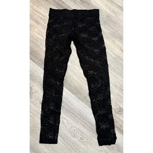 Y2K Bozzolo Black Lace Overlay Leggings Pants Women's Small